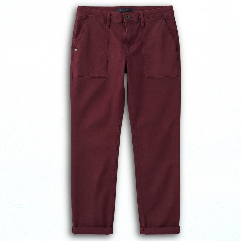 Sanctuary Womens Utility Cargo Pants Burgundy Wine Straight Leg Size 28